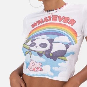 Adika Panda Rainbow Cute Printed Graphic Tee “Whatever” Medium